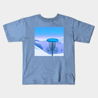 Disc Golf on a Snowy Mountainside Kids T-Shirt